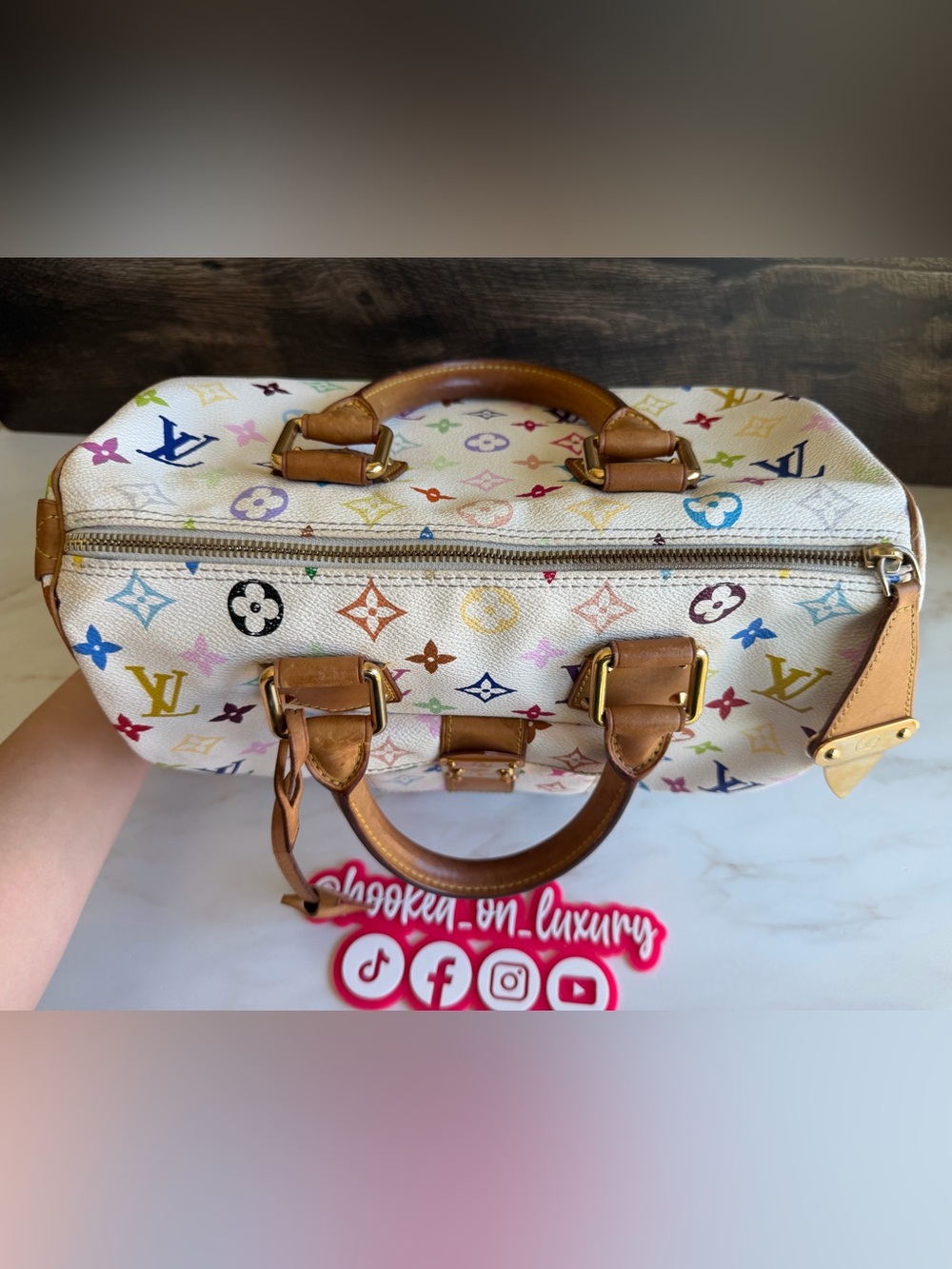 SOLD XPost Louis Vuitton Takashi Murakami Vintage White Multicolor Speedy 30 Bag - Picture 7 of 16
